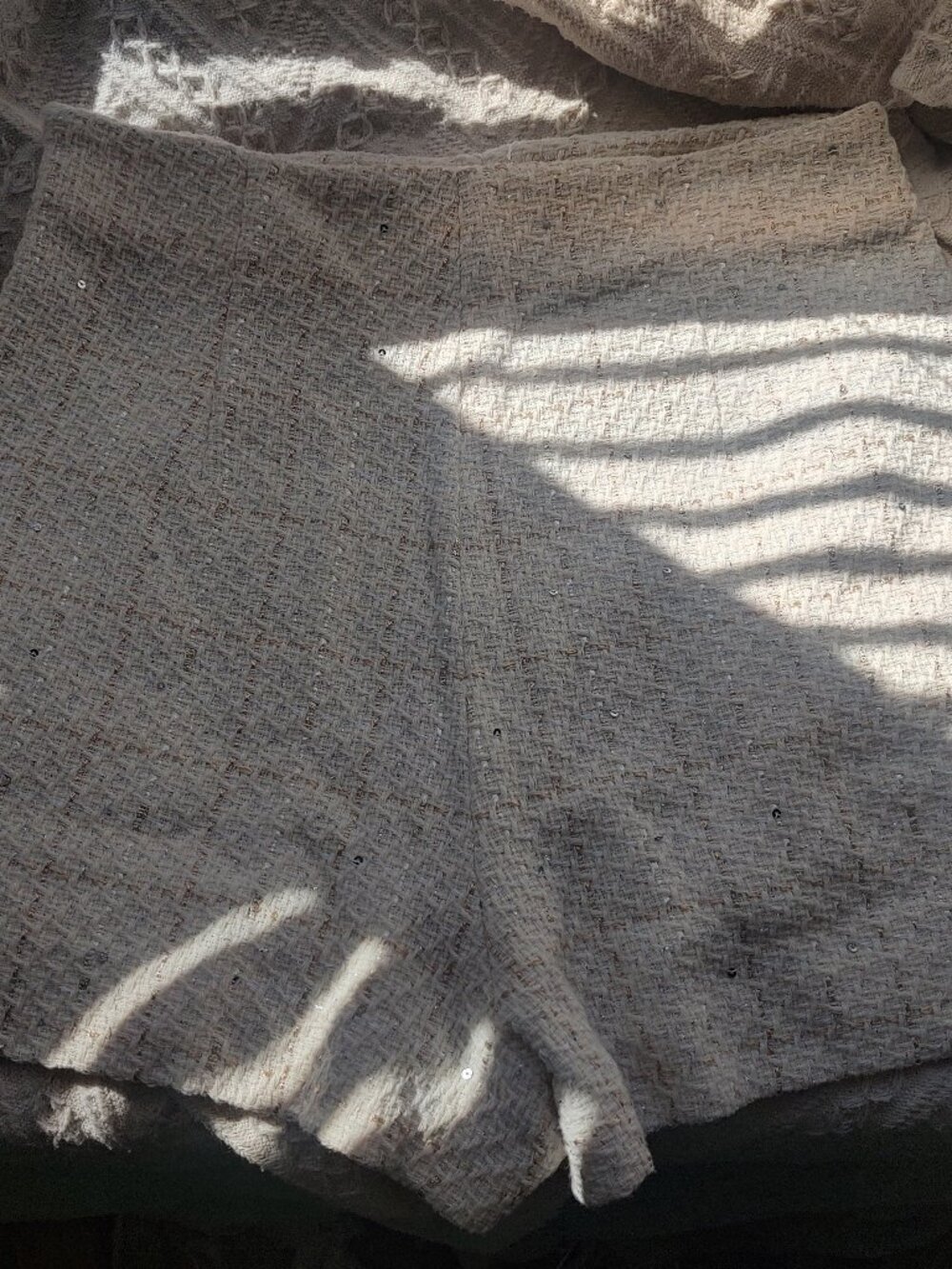 Zara White Tan Silver Shorts